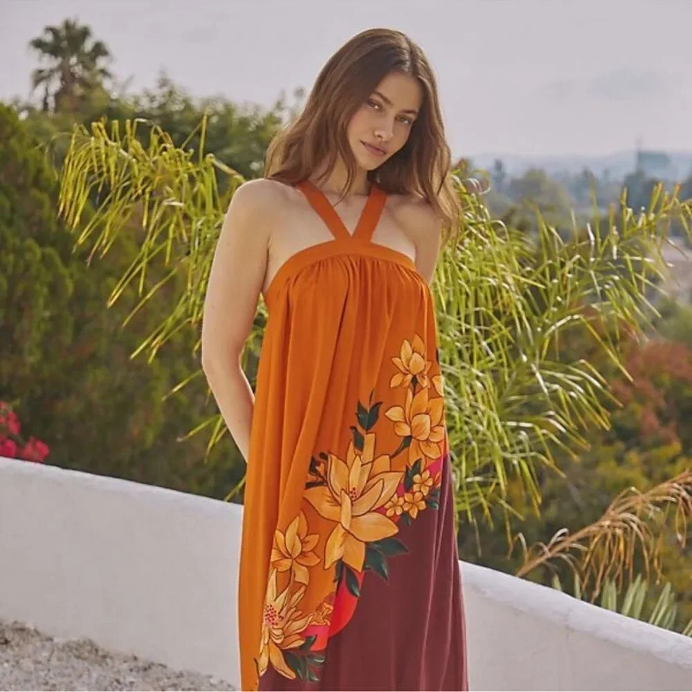 Farm Rio halter maxi cover-up dress